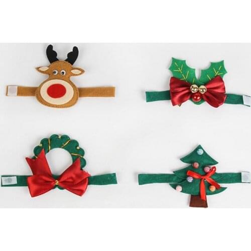 6pcs/Set Christmas Napkin Rings 4 Styles Elk/Wreath/Xmas Trees/ Bow Wear Resistant Napkin Holders Party Favor Table Decoration