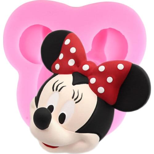Disney Cartoon Minnie Head Silicone Mold Chocolate Fondant Cake Decorating Tools Soap Resin Aromatherapy Candle Plaster Moulds