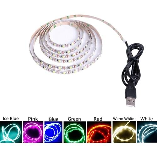 5V USB LED Strip Light TV Backlight 2835 3528 60LED 1m 2m 5m Warm White Red Blue Green Ribbon Cabinet Lights Night