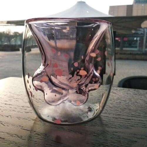 1Pcs Heat-resistant Double Wall Glass Cat Claw Cup Coffee Mug Handmade Creative Double Layer Anti-scalding Milk Cups