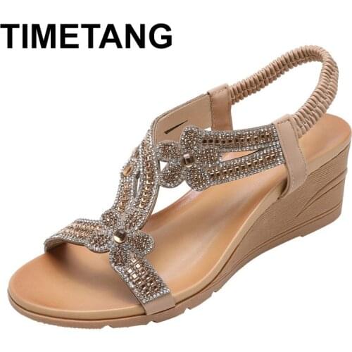 TIMETANG Summer shoes women bohemia ethnic flip flops soft flat sandals woman casual comfortable large size wedge sandals sizes