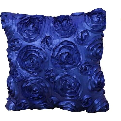 3D Three-dimensional Rose Flower Satin Pillow Case Sofa Waist Throw Cushion Cover Home Decor Small Fresh Simple Pillowcase