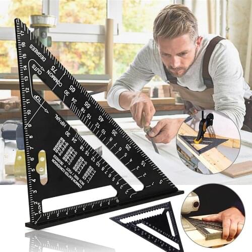 7/12inch Triangle Ruler Aluminum Alloy Angle Protractor Speed Metric Square Measuring Ruler For Building Framing Tools Gauges