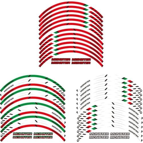 High quality 12 X Thick Edge Outer Rim Sticker Stripe Wheel Decals FIT for all DUCATI MONSTER 695 696 796 1100 1100S 797 821 795