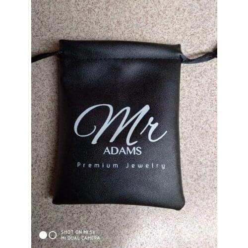 High quality navy pu leather drawstring jewelry bags 7*9cm gift pouches with hot stamp for jewelry packaging free shipping