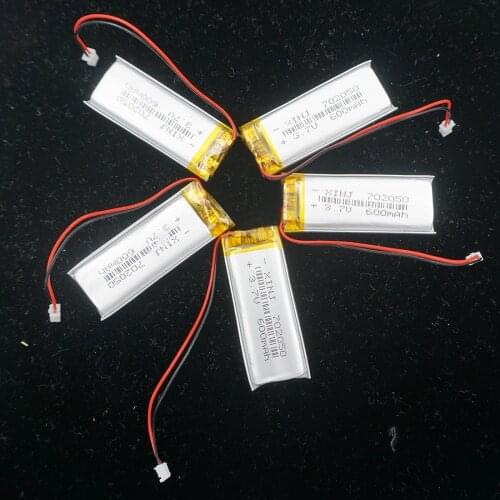 XINJ 5pcs 3.7V 600 mAh Polymer Li Lithium Battery Cell 2Pin JST-PH 1.25mm Plug For GPS PSP DVC DVR Mp4 Camera Phone 702050