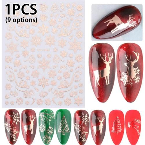 1 Sheet 3D Nail Stickers Set Xmas 3D Nail Art Stickers Shinning Glitter Slider for Nail DIY Manicures Accessories Nail Designer