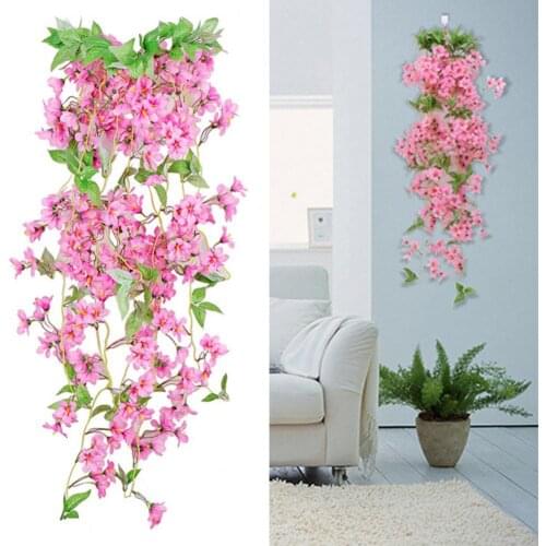 1Pc Simulation Flower String Vivid Home Decoration Portable Wall Hanging Basket Artificial Winter Jasmine for Garden