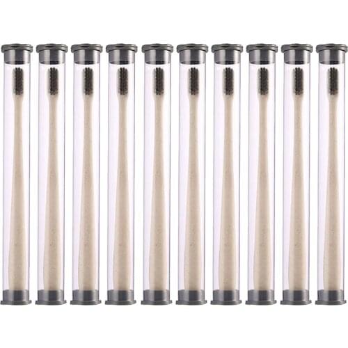 10Pcs Bamboo Toothbrush Wheat Straw Small Heads Superfine for Kid And Adult