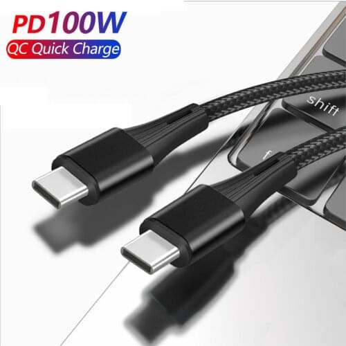100W USB C To USB Type C Cable For Xiaomi Redmi Note 10 Samsung S21 Huawei PD Fast Charger Cord USB-C Type-c Cable Data Charger