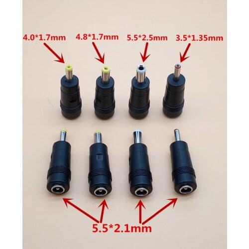 5pcs 5.5*2.1mm female to 4.0*1.7mm 4.8x1.7mm 3.5x1.35mm 5.5 x 2.5mm male DC Power Plug jack Audio Connector Adapter Laptop