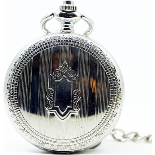 5pcs/lot Luxury Men Automatic Silver Shield Mechanical Pocket Watch Fashion Self Wind Women Men Nursing Fob Clock PJX1258