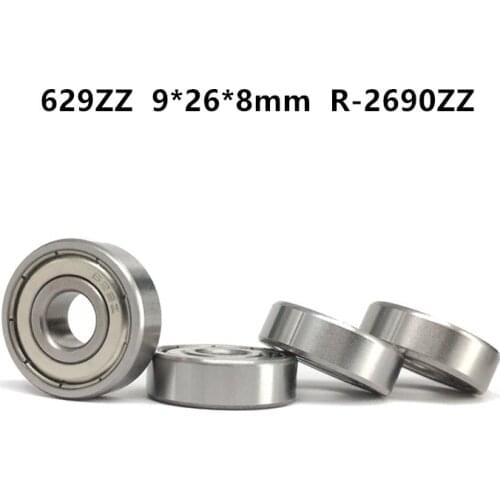 50pcs Deep groove ball bearing 629ZZ 9*26*8 mm R-2690ZZ miniature steel ball bearings 629 629Z 629-2Z 9x26x8