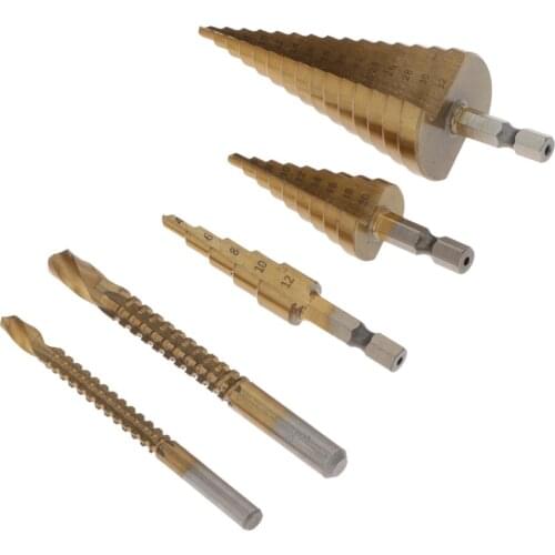 5x Step Drill Bit HSS Saw Drill Hole Cutter Various Sizes Drilling Punching Tool