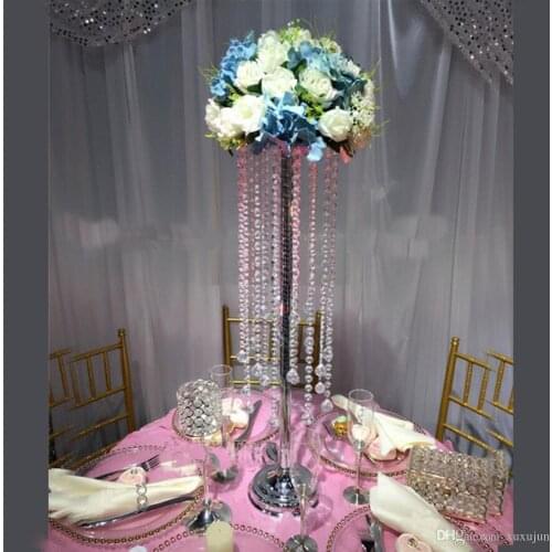 70cm Tall Crystal Table Centerpiece Bling Silver Wedding Candelabras Party Decoration