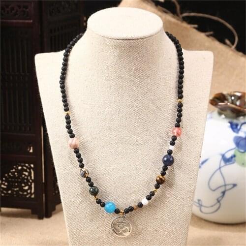 9 Planets In Solar System Necklace Space Cosmic Nebula Dome Beads Necklace Women Birthday Valentines Day Anniversary Jewelry