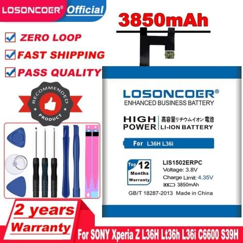 3850mAh LIS1502ERPC LIS1551ERPC Battery For SONY Xperia Z L36H Lt36h L36i C6600 S39H C6602 SO-02E C2305 D2303 C6603 C660X M2