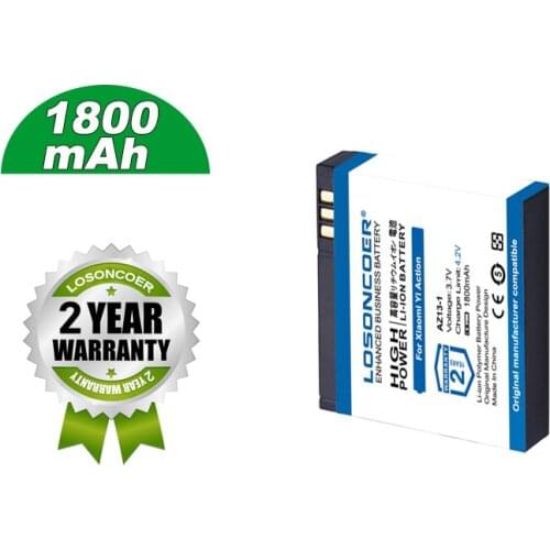 LOSONCOER Battery 1800mAh AZ13-1 AZ13 Battery for Xiaomi Yi 1 Action Camera for Xiaomi YI AZ13 1 Batteries