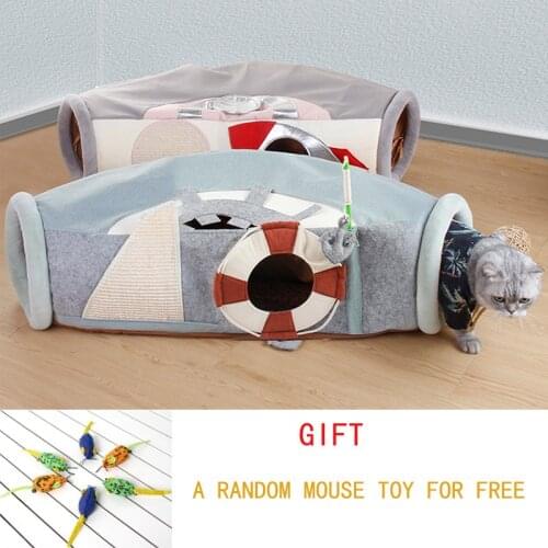 Cat Accessories Foldable Mobile Indoor Cat Bed Tunnel Tube House Stuffed Plush Pet Interactive Toys for Cats Puppy Pet Supplies