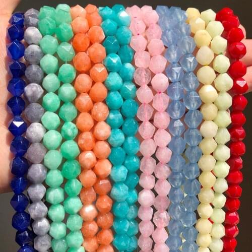 AAA 8mm Faceted Jades Beads Pink Yellow Blue Loose Spacer Beads For Jewelry Making Diy Wristband Choker Material
