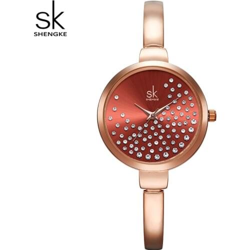 ShengKe Luxury Rhinestone fashion Lady Bracelet Wristwatch Women Dress Quartz Watches Top Brand Clock Relogio Feminino