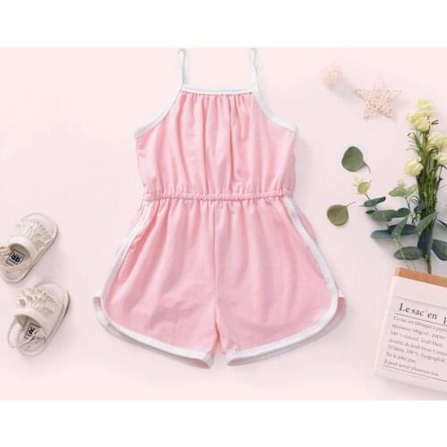 Children Summer Clothing Girl Baby Sleeveless Solid Color Sling Jumpsuit Girls Casual Clothing 1-4 Years Baby Halloween Costume