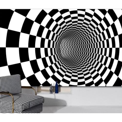 Home 3D Printing Floor Mat Alfombra 3d Visual Black And White Grid Visual Stereo Illusion Area Carpets Living Large Room Rug For