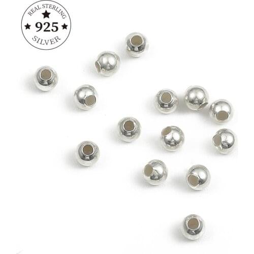 925 Sterling Silver Findings Ball End Beads Round Loose Spacer Beads 2-10mm For Handcraft Bracelet Neckalce Jewelry Making
