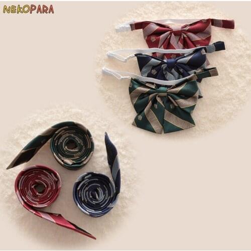 New Crown Embroidery Necktie Neck Bow Bowtie Cute Japanese School Girls JK Uniform Student Jacquard Weave Necktie