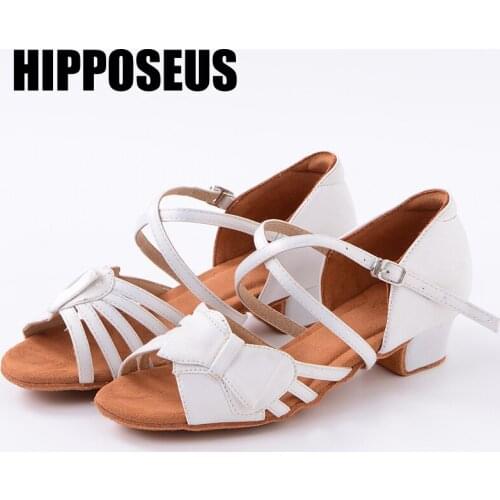 HIPPOSEUS Children Women Dance-Shoes Latin Salsa Ballroom Dance Shoes Girls Ladies Tango Modern Kids Dance Shoes Suede Sandal