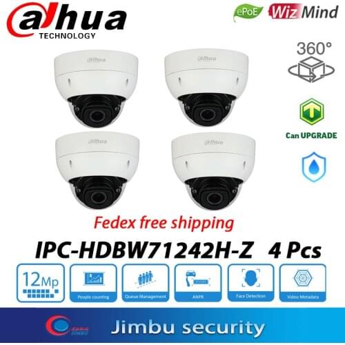Dahua IP Camera 4 cameras IPC-HDBW71242H-Z 12MP H.265 IR40M Face Detection Perimeter Protection IP67 HDBW71242H-Z CCTV Monitor