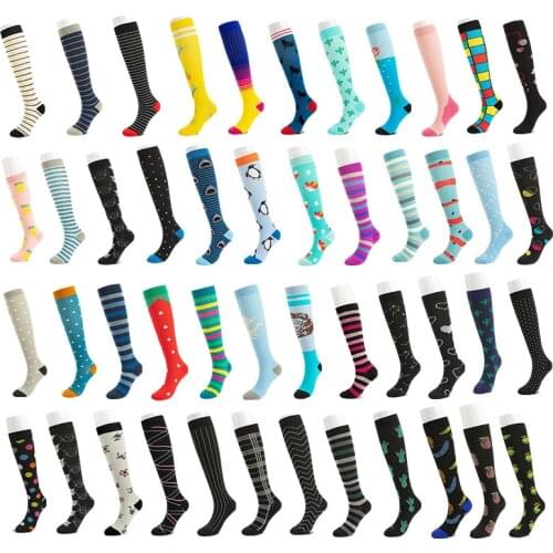 48 Style Compression Stockings Men Women Funnycute Running Sports Socks for Edema Diabetes Varicose Veins Running Sports Socks