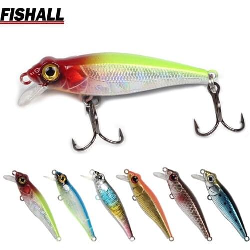 Small Tiny Minnow Hard Wobbler 50mm 3g Floating Depth 0.5m Fishing Bait Bass Pike with Big Eye