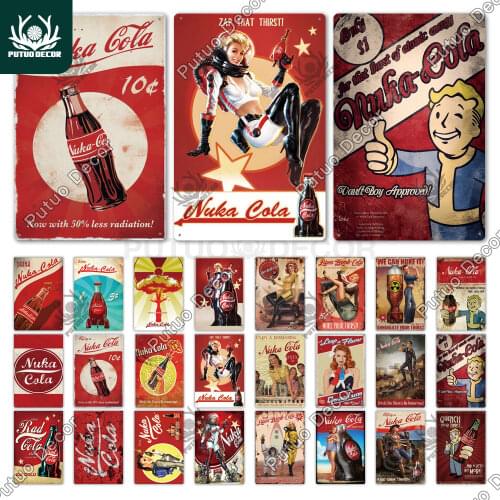Putuo Decor Nuka Cola Metal Sign Vintage Sign Tin Plaque Retro Metal Posters for Kitchen Bar Pub Club Man Cave Home Wall Decor