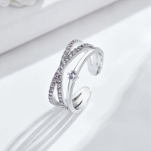 Minimalist Rose Gold Color Cross Ring Simple Multi Layer Open Adjustable Rings For Women Christian Gift