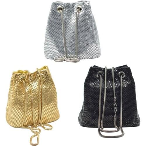 Fashion One-shoulder Messenger Bucket Bag Silver Sequined Bucket Evening Bag Women crossbody purses and handbags luxury designer