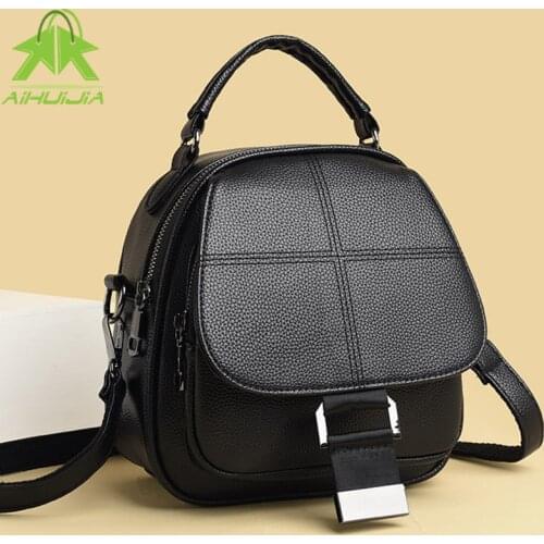Fashion Womens Solid Color Small Backpack Multifunction Shoulder Bags 2021 the New High Quality Pu Leather Travel Women Handbag