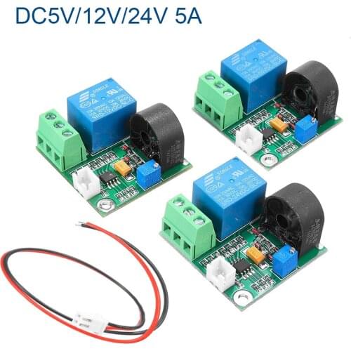 DC 5V 12V 24V 5A Overcurrent Protection Sensor Module AC Current Detection Relay Module Switch Output with Cable