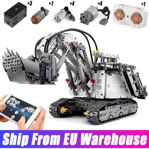 DHL Mould King 13130 High-Tech Car 42100 App RC Liebherrsd R 9800 Excavator Motor Crane Kids Funny Toys Building Blocks Bricks