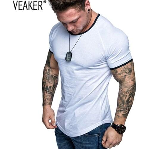 2020 New Mens Fitness t shirt Male White Black Short Sleeve t Shirt Men Summer Slim Fit O-Neck Tshirt Tops S-2XL