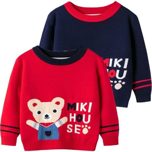 New Autumn Fall Boys Sweaters Cotton Blend Cute Bear Girls Winter Pullover Knitted Wear Childrens Clothes