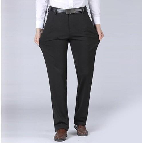 Autumn Pants Loose Trousers Good Elasticity Solid Color Stretchy Suit Pants