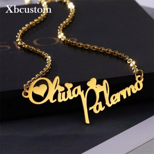 Personalized Custom Name Necklaces Couple Fashion Gold Chain Choker Stainless Steel Nameplate Necklace Women Men Cute Jewelry