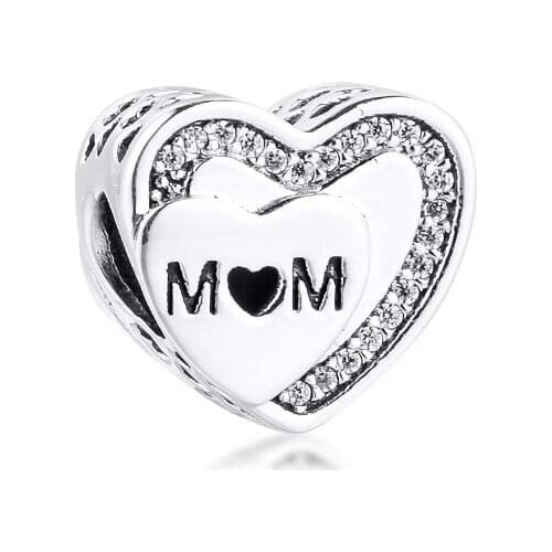 Fits Pandora Bracelet Real 925 Sterling Silver Jewelry Tribute to Mom Charms Beads for Women DIY Making kralen berloques