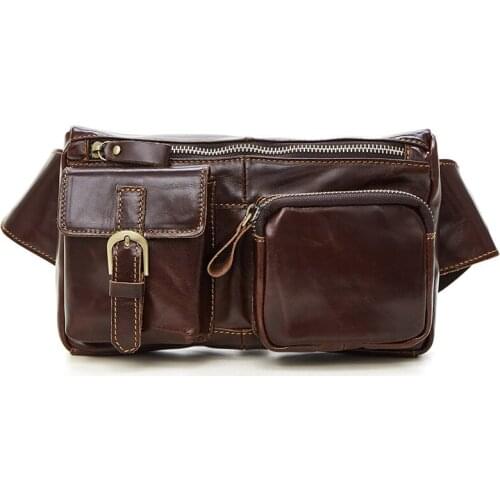 Mens Waist Bag Belt Fashion Mens Bags Mens Shoulder Bag Vintage Chest Bags For Men Cow Leather Crossbody Waist Pack New