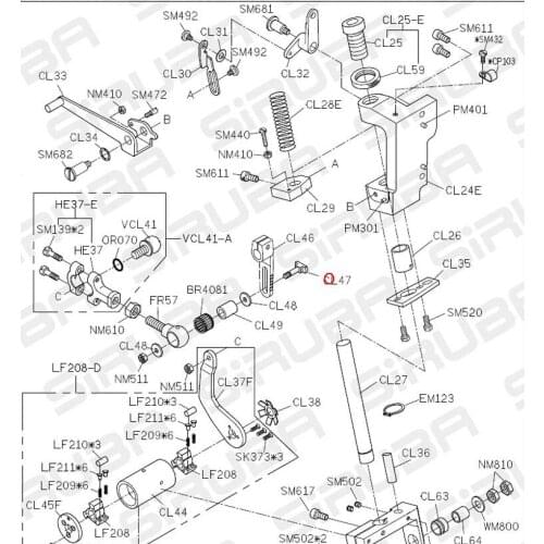 CL46 CL47 CL48 CL49 BR4081 CLOTH PULLER ADJUSTING SCREW USED FOR SIRUBA VC008 SEWING MACHINE SEWING MACHINE SPARE PARTS