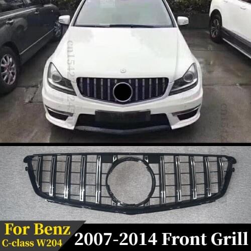 For Mercedes Benz C Class W204 C180 C200 C300 2007 2008 2009 2010 2011 2012 2013 2014 Front Bumper Grill GT Style GTR Grilles