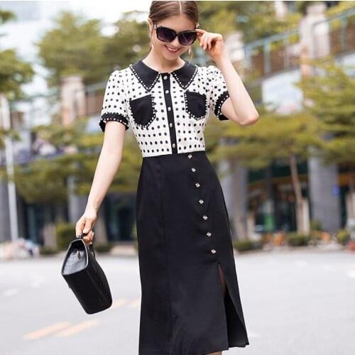 Luxury 2021 new Designer Celebrities party dress autumn Women Business affairs Dress Short sleeve Vintage summer ladies dresses