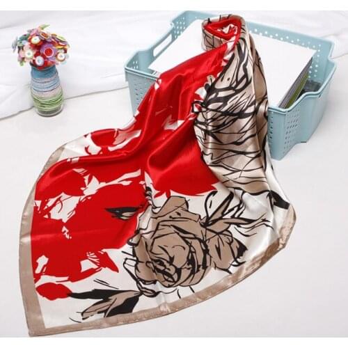 90*90cm Silk Flower Floral Scarves Women Foulard Square Hijab Scarf Ladies Satiny Shawl wrap muffler pareo female hijab poncho