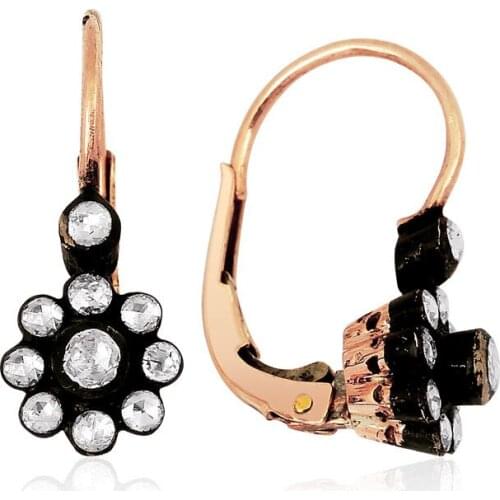 Symbol Gold 0.44 Carat Diamond Rose Earring Piece Jewelry Rope Chain Charm Earring Jacket Bead Figure For Women